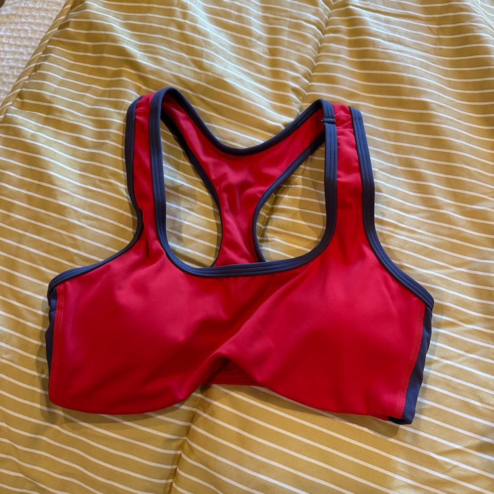 Red Sports Bra with Black Trim